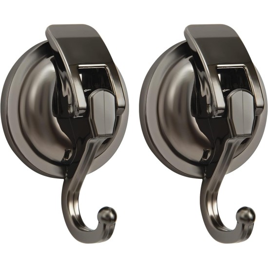 Wreath Hanger, ABS Plastic and TPU Rubber, Easy to Install and Remove, No Hole Punched, Gun-Black Plated Polished Super Suction for Garland Decoration, 2 Pack