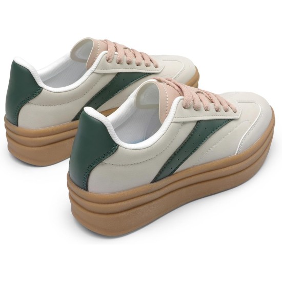 DREAM PAIRS Women's Platform Sneakers Walking Val Tennis Lace-Up Comfortable Casual Fashion Sneakers Shoes.