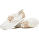 THATXUAOV Women's Breathable Mesh Tennis Shoes - Lightweight Low Top Lace-Up Canvas White Sneakers for Casual Walking, Sports, and Everyday Comfort