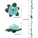 Miracliy 5Pcs 41FT Blue and White Flower Garland Artificial Rose Arch Vines Fake Spring Floral Garland for Flower Wall Backdrop Wedding Mothers Day Garden Tea Party Decoration
