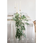 Ling's Moment Italian Ruscus Greenery, 5.9ft Artificial Silk Willow Leaf Garland, Fake Wispy Rustic Vine Stem Swag for Table Centerpieces Wedding Arch Decor, Dark Green