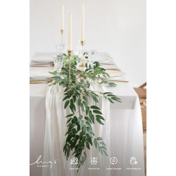 Ling's Moment Italian Ruscus Greenery, 5.9ft Artificial Silk Willow Leaf Garland, Fake Wispy Rustic Vine Stem Swag for Table Centerpieces Wedding Arch Decor, Dark Green