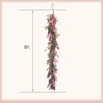 idyllic Purple Lavender Garland – 6ft Artificial Flower Vine for Summer Wreaths, Home Decor Wedding Parties Spring Garland for Indoor/Outdoor Use