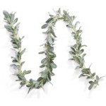 DuHouse 6Ft Artificial Lambs Ear Garland Flocked Leaves Plastic Vines for Wedding Bedroom Courtyard Easter Christmas Decoration