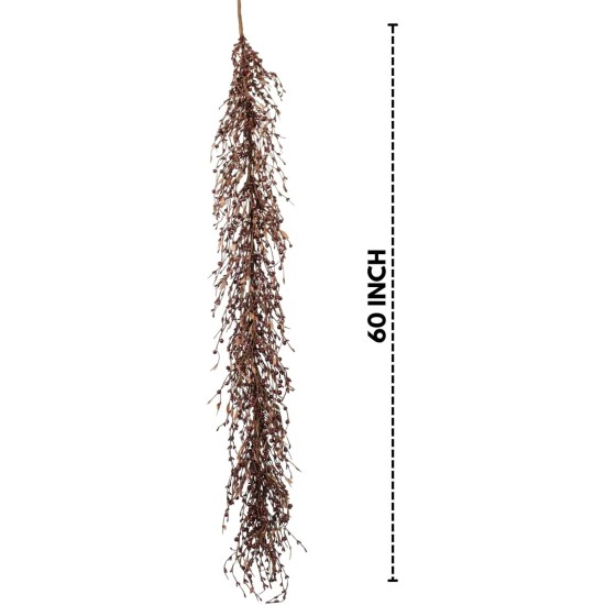 60" Pip Berry Garland - Artificial Spring and Summer Decorative Garland with Burgundy Berries, Perfect for Front Door, Mantel, Centerpiece and Table Display Seasonal Décor