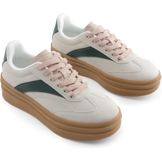 DREAM PAIRS Women's Platform Sneakers Walking Val Tennis Lace-Up Comfortable Casual Fashion Sneakers Shoes.