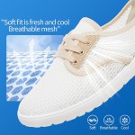THATXUAOV Women's Breathable Mesh Tennis Shoes - Lightweight Low Top Lace-Up Canvas White Sneakers for Casual Walking, Sports, and Everyday Comfort