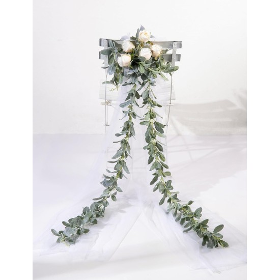 DuHouse 6Ft Artificial Lambs Ear Garland Flocked Leaves Plastic Vines for Wedding Bedroom Courtyard Easter Christmas Decoration