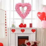 2 Pcs Valentines Pink Heart Shaped Wreath Tinsel Garland Artificial Wreaths for Front Door, Happy Valentines Day Hanging Sign for Home Decorations,12 Inch (2, Pink)