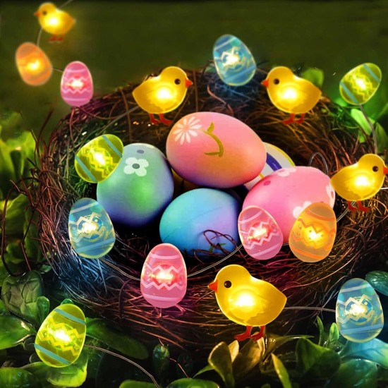 50 LED Egg Easter Lights for Easter Decorations, Battery Operated Easter String Lights for Easter Garland Spring Wreath Decor, Mini Lighted Eggs for Home Classroom Hunt Party Mantle Decor