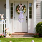 Easter Wreath Sash for Front Door, 2PCS He is Risen Purple Wreath Sash Monogram, Easter Yard Porch Garland Decor for Porch Indoor Outdoor Home Garland Yard (55.9 * 4.7 Inch)