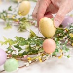 Noverlife 6FT Easter Garland, Easter Egg Garland for Mantle Spring Garland for Easter Decorations, Artificial Spring Garland for Easter Banner Fireplace Party Door Decor Pip Berry Garland for Home