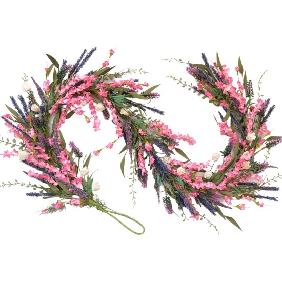 idyllic Purple Lavender Garland – 6ft Artificial Flower Vine for Summer Wreaths, Home Decor Wedding Parties Spring Garland for Indoor/Outdoor Use