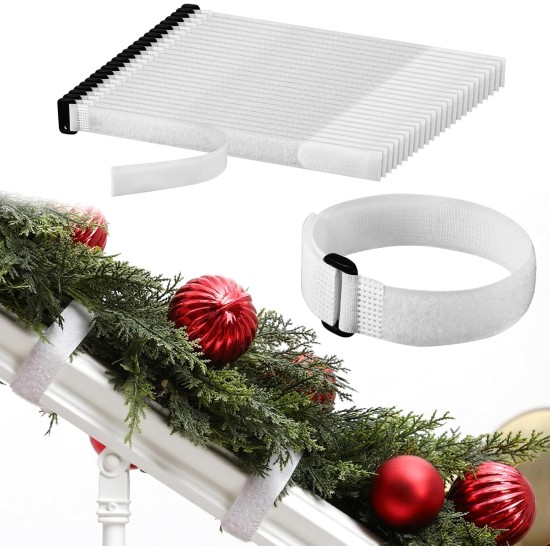 SATINIOR 50 Pcs 12inch Garland Ties Decorative Reusable and Flexible Banister Ties for Garland Wreath Light Banisters Home Stairways Railings Decoration(White)