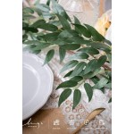 Ling's Moment Italian Ruscus Greenery, 5.9ft Artificial Silk Willow Leaf Garland, Fake Wispy Rustic Vine Stem Swag for Table Centerpieces Wedding Arch Decor, Dark Green