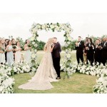 2 Pakc Artificial Peony Garland, 12ft Floral Greenery Garland with Mixed Peony Flowers and Green Leaves for Wedding Dining Table Home Party Decor (2, White)