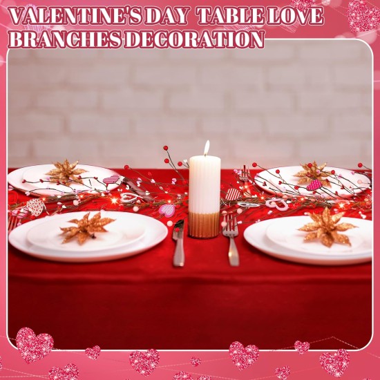 9.84 ft Valentine's Day Garland Valentines Day Wreath Decor Red Pink White Berry Heart Garland with LED Lights Artificial Vine for Valentines Wedding Anniversary Door Fireplace Home Decor