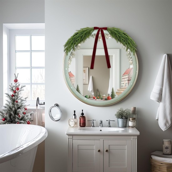 2.6ft Christmas Mirror Garland Artificial Norfolk Pine Swag for Mirror with Velvet Bow Faux Greenery Garlands Christmas Wreath for Xmas Home Door Mailbox Indoor Fireplace Decor(Burgundy Red) 2.6ft Christmas Mirror Garland Artificial Norfolk Pine Swag for Mirror with Velvet Bow Faux Greenery Garlands Christmas Wreath for Xmas Home Door Mailbox Indoor Fireplace Decor(Burgundy Red)