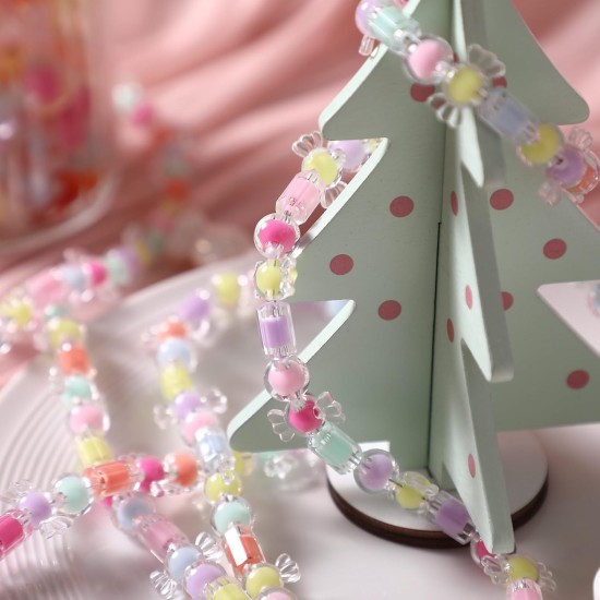 6ft Pastel Candy Garland for Tree Easter Decor/Ornaments Candyland 6ft Beaded Hanging for Fireplace Wreath Retro Easter Party Decorations