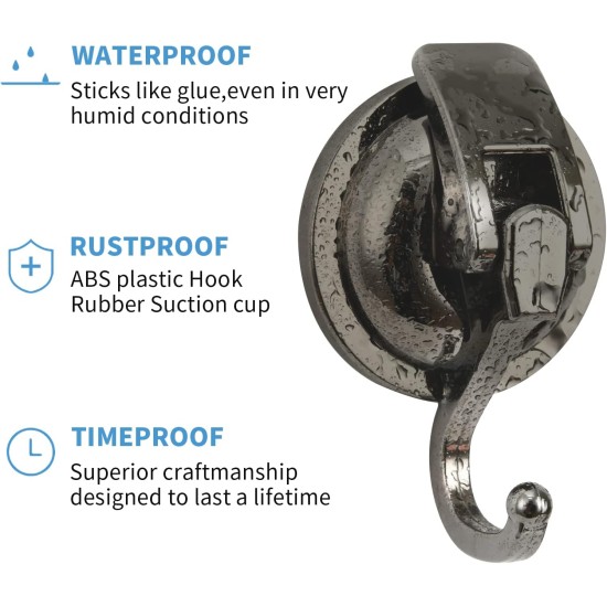 Wreath Hanger, ABS Plastic and TPU Rubber, Easy to Install and Remove, No Hole Punched, Gun-Black Plated Polished Super Suction for Garland Decoration, 2 Pack