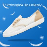 THATXUAOV Women's Breathable Mesh Tennis Shoes - Lightweight Low Top Lace-Up Canvas White Sneakers for Casual Walking, Sports, and Everyday Comfort