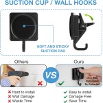 Wreath Hanger, ABS Plastic and TPU Rubber, Easy to Install and Remove, No Hole Punched, Gun-Black Plated Polished Super Suction for Garland Decoration, 2 Pack