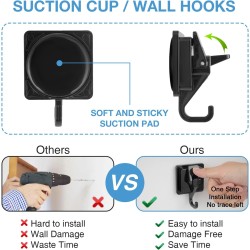 Wreath Hanger, ABS Plastic and TPU Rubber, Easy to Install and Remove, No Hole Punched, Gun-Black Plated Polished Super Suction for Garland Decoration, 2 Pack