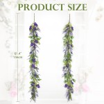 Briful Lavender Spring Floral Garland for Mantle Front Door Decor, 5.17ft Artificial Flowers Garlands for Porch Fireplace,Centerpieces Table Indoor Outdoor Decorations