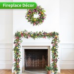 6Ft Garland for Front Door: Garland with Tulip Wreath, Butterfly, Lavender and Eucalyptus, Vivid Artificial Floral Garlands for Wall Window Farmhouse Party Holiday Home Décor