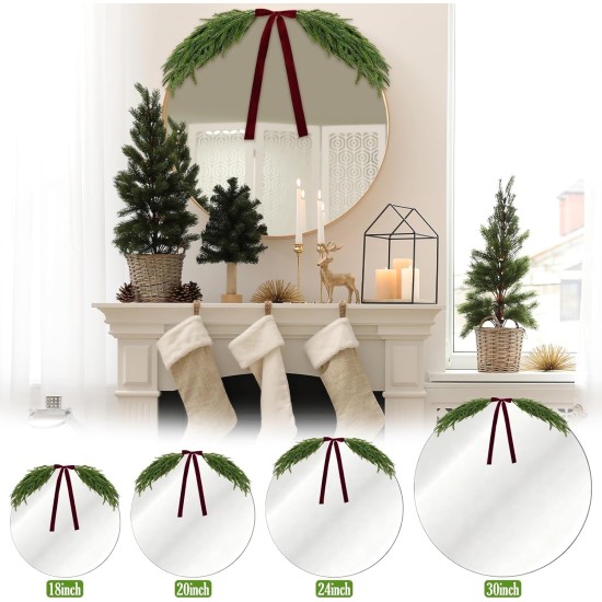 2.6ft Christmas Mirror Garland Artificial Norfolk Pine Swag for Mirror with Velvet Bow Faux Greenery Garlands Christmas Wreath for Xmas Home Door Mailbox Indoor Fireplace Decor(Burgundy Red) 2.6ft Christmas Mirror Garland Artificial Norfolk Pine Swag for Mirror with Velvet Bow Faux Greenery Garlands Christmas Wreath for Xmas Home Door Mailbox Indoor Fireplace Decor(Burgundy Red)