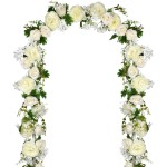 2 Pakc Artificial Peony Garland, 12ft Floral Greenery Garland with Mixed Peony Flowers and Green Leaves for Wedding Dining Table Home Party Decor (2, White)