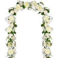 2 Pakc Artificial Peony Garland, 12ft Floral Greenery Garland with Mixed Peony Flowers and Green Leaves for Wedding Dining Table Home Party Decor (2, White)
