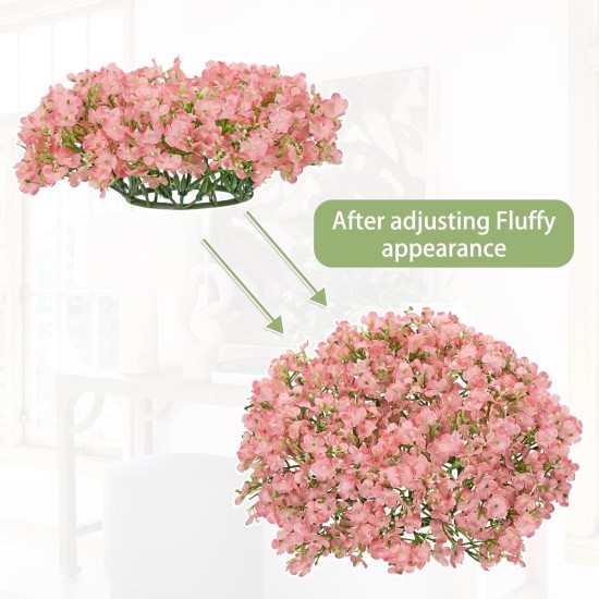 Hollyone 2Pcs Small Artificial Baby Breath Flowers Wreath 10 Inch Pink for Front Door Decor Faux Gypsophila Wreath Fake Baby Breath Flower Garland Candle Ring for Kitchen Cabinet Chairs Tabletop Decor