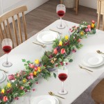 6Ft Garland for Front Door: Garland with Tulip Wreath, Butterfly, Lavender and Eucalyptus, Vivid Artificial Floral Garlands for Wall Window Farmhouse Party Holiday Home Décor