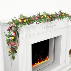 6Ft Garland for Front Door: Garland with Tulip Wreath, Butterfly, Lavender and Eucalyptus, Vivid Artificial Floral Garlands for Wall Window Farmhouse Party Holiday Home Décor