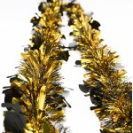 Whaline 4Pcs Graduation Tinsel Garland 26 Feet Graduation Cap Tinsel Twist Black Gold Metallic Tinsel Grad Party Hanging Ornament for Home School Tree Wall Decoration DIY Wreath Craft