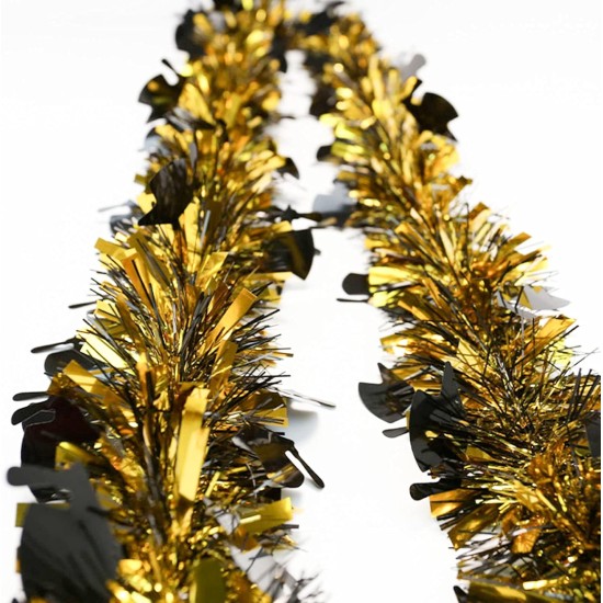 Whaline 4Pcs Graduation Tinsel Garland 26 Feet Graduation Cap Tinsel Twist Black Gold Metallic Tinsel Grad Party Hanging Ornament for Home School Tree Wall Decoration DIY Wreath Craft