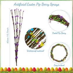 30 Pcs Easter Artificial Berry Garland Spring Pip Berry Sprays Pastel Picks Stems Floral Picks Stems for Easter Vase Filler Centerpieces Craft Wreath Making Home Decor (6 Colors)