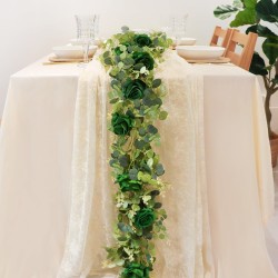 1 Pack Artificial Garland Eucalyptus Vine with 12 Roses for Home Decor Wedding Table Runner Centerpiece DIY Wreath Decor (Green) 1 Pack Artificial Garland Eucalyptus Vine with 12 Roses for Home Decor Wedding Table Runner Centerpiece DIY Wreath Decor (Green)