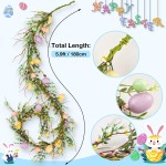 Noverlife 6FT Easter Garland, Easter Egg Garland for Mantle Spring Garland for Easter Decorations, Artificial Spring Garland for Easter Banner Fireplace Party Door Decor Pip Berry Garland for Home