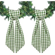 2pcs Green Buffalo Plaid Wreath Sash for Front Door Seersucker Wreath Satin Sash Burlap Garland Ribbon Accessories for Wreath Yard Doorway Indoor Outdoor Bridal Shower Home Decor,5.1 x 54.3