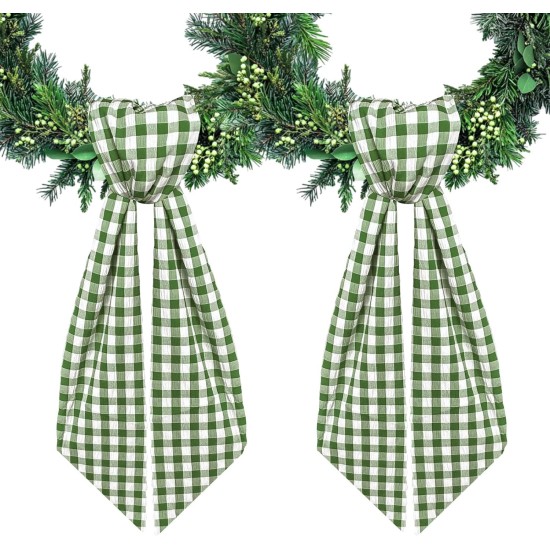 2pcs Green Buffalo Plaid Wreath Sash for Front Door Seersucker Wreath Satin Sash Burlap Garland Ribbon Accessories for Wreath Yard Doorway Indoor Outdoor Bridal Shower Home Decor,5.1 x 54.3 2pcs Green Buffalo Plaid Wreath Sash for Front Door Seersucker Wreath Satin Sash Burlap Garland Ribbon Accessories for Wreath Yard Doorway Indoor Outdoor Bridal Shower Home Decor,5.1 x 54.3