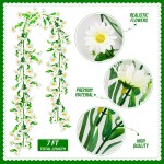 2 Pack Artificial Daisy Flowers Vine, 13.6 Ft Silky Artificial Garland with White Daisy and Vine Floral Garlands Decoration for Room Wall, Flower Themed Party, Wedding Supplies