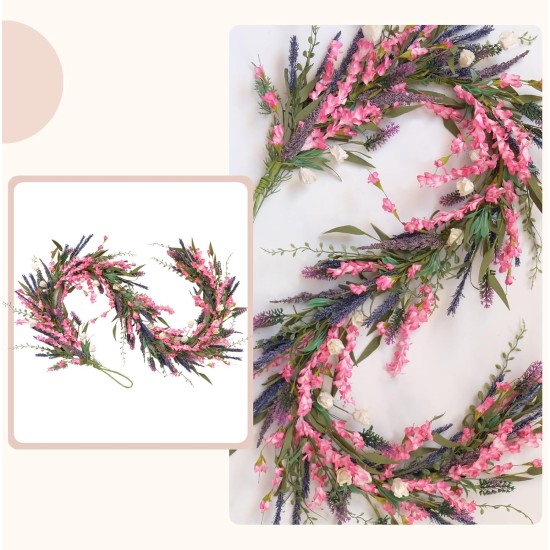 idyllic Purple Lavender Garland – 6ft Artificial Flower Vine for Summer Wreaths, Home Decor Wedding Parties Spring Garland for Indoor/Outdoor Use