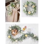 DuHouse 6Ft Artificial Lambs Ear Garland Flocked Leaves Plastic Vines for Wedding Bedroom Courtyard Easter Christmas Decoration