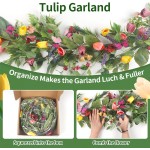 6Ft Garland for Front Door: Garland with Tulip Wreath, Butterfly, Lavender and Eucalyptus, Vivid Artificial Floral Garlands for Wall Window Farmhouse Party Holiday Home Décor