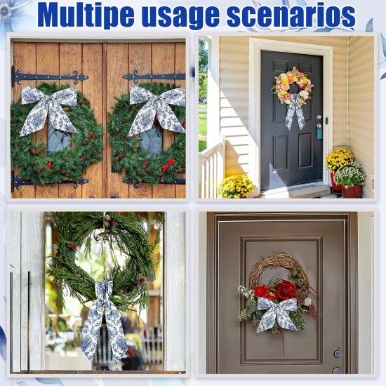 XunYee 6 Pcs Wreath Sash for Front Door Blue and White Wreath Sash for Embroidery Monogram Garland Decor Accessories Wedding 4th of July Party Yard Indoor Outdoor Wall Cabinet Kitchen(Retro Style) XunYee 6 Pcs Wreath Sash for Front Door Blue and White Wreath Sash for Embroidery Monogram Garland Decor Accessories Wedding 4th of July Party Yard Indoor Outdoor Wall Cabinet Kitchen(Retro Style)