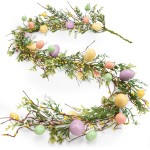 Noverlife 6FT Easter Garland, Easter Egg Garland for Mantle Spring Garland for Easter Decorations, Artificial Spring Garland for Easter Banner Fireplace Party Door Decor Pip Berry Garland for Home