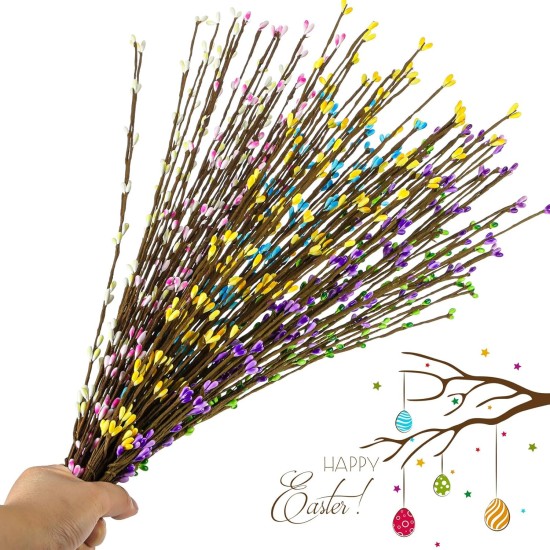 30 Pcs Easter Artificial Berry Garland Spring Pip Berry Sprays Pastel Picks Stems Floral Picks Stems for Easter Vase Filler Centerpieces Craft Wreath Making Home Decor (6 Colors)