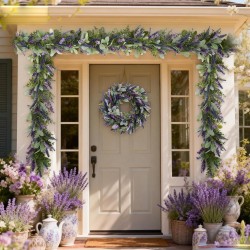 idyllic 6ft Lavender Bunny Ear Vine Garland Artificial Flower Decor for Front Door Window Porch Mantel Stair All Year Indoor Outdoor Home Decor
